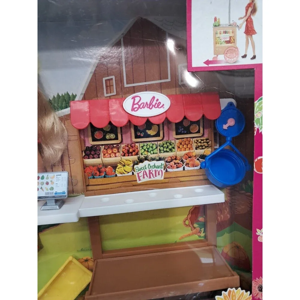 Barbie Sweet Orchard Farm Produce & Juice Stand Market 2019 with Box Fruit Doll